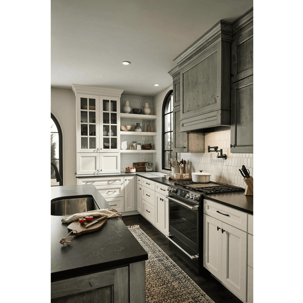 36" x 24" Estate Silver-Metallic Canopy Range Hood with Broan Liner, Maple Alt 2 - Image