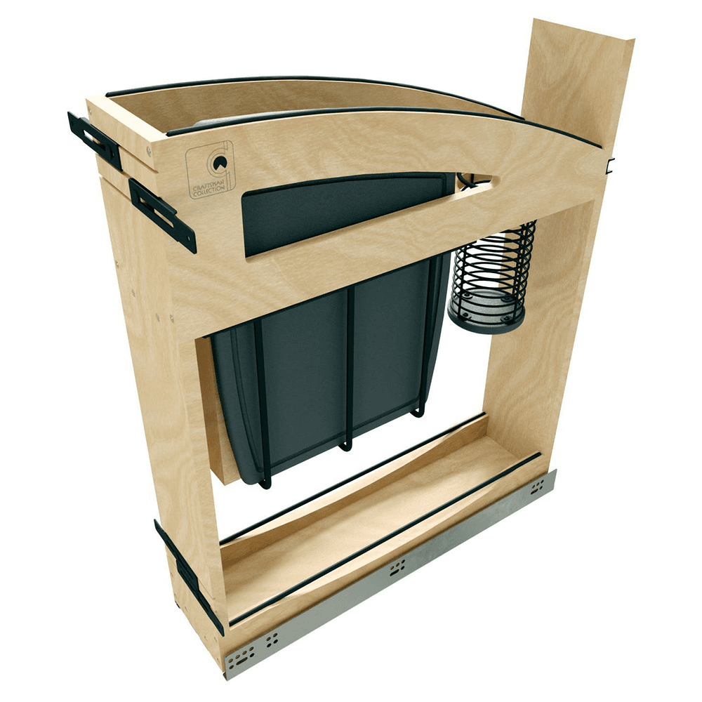 5" Craftsman Knife Block Pullout Organizer with Black Accents for 9" Base Cabinets, Light Brown Main - Image