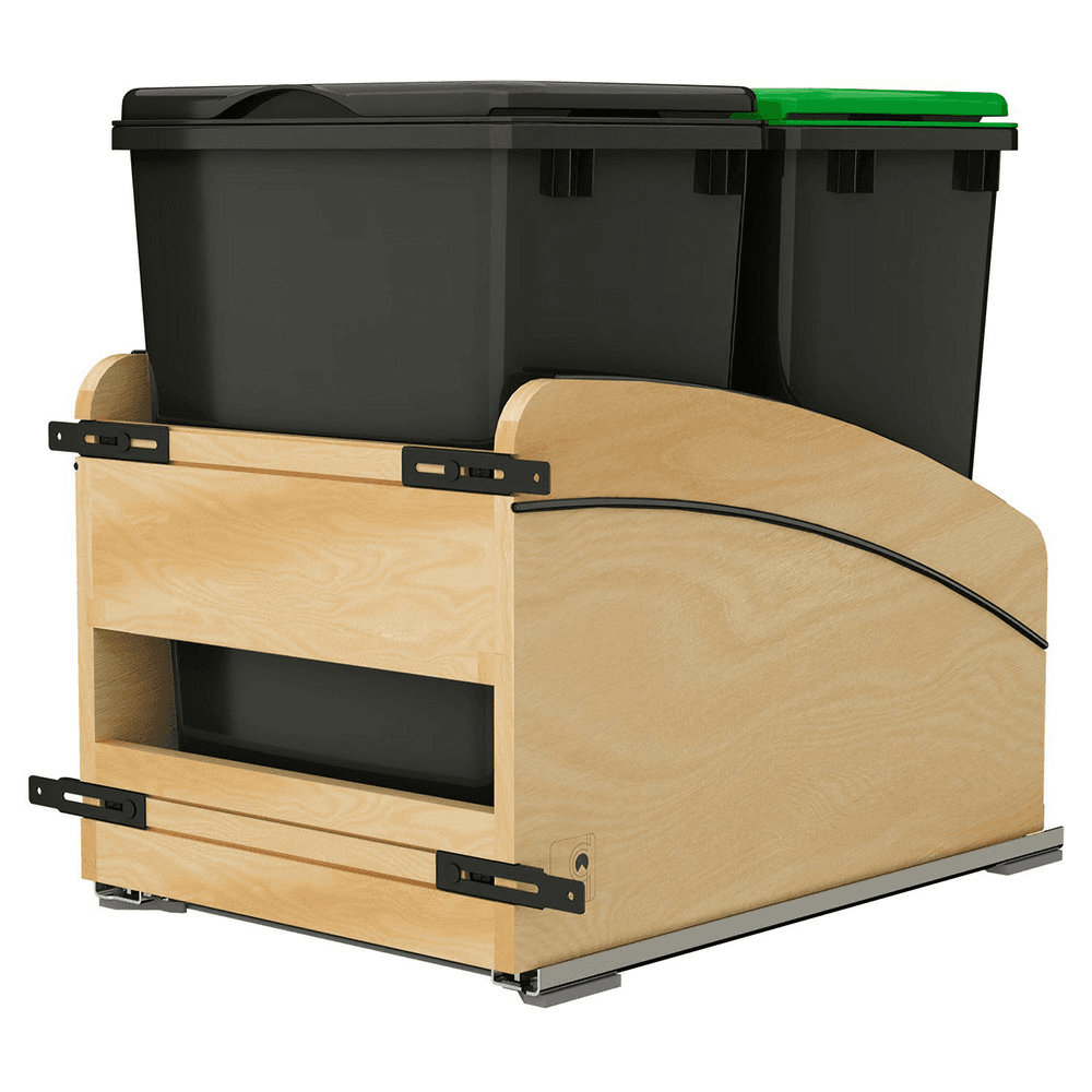 Double 35 Qt. Craftsman Collection Bottom Mount Pullout Waste Container, Black Main - Image