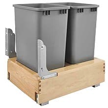 Double 50 QT Bottom-Mount Waste Container Pullout with Rev-A-Motion for 17-1/2" Cabinet Opening, Silver