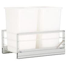 5349 Double 35 QT Aluminum Pullout Waste Container, Full-Extension Soft-Closing for for 15" Cabinet Opening