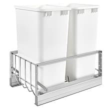 5349 Double 50 QT Aluminum Pullout Waste Container, Full-Extension Soft-Closing for for 15" Cabinet Opening
