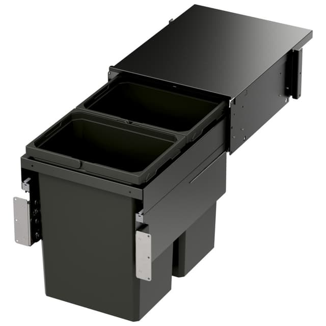 Double 31 QT Top-Mount Waste Container Pullout with Soft-Closing for 1-1/2" Face Frame, Gray, 16-35/64" Width