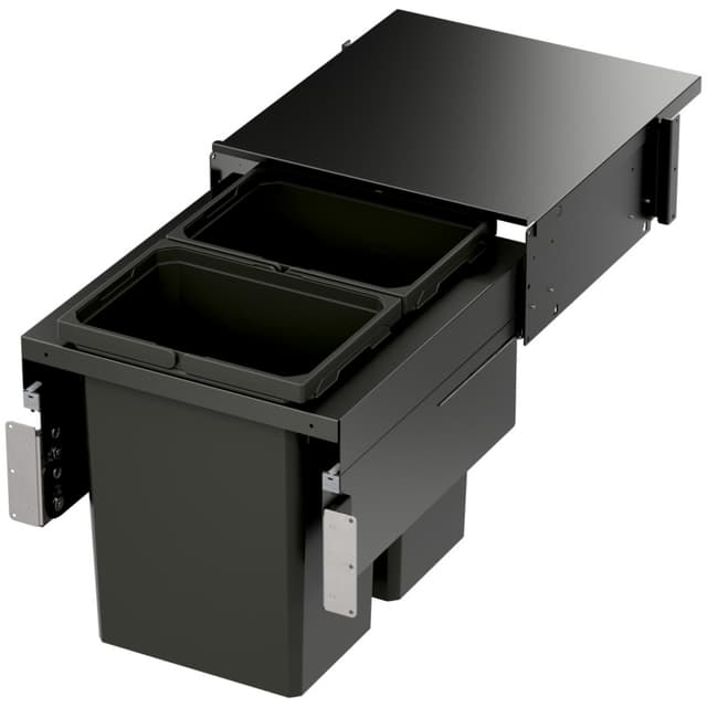 Double 31 QT Top-Mount Waste Container Pullout with Soft-Closing for 1-1/2" Face Frame, Gray, 19-31/64" Width