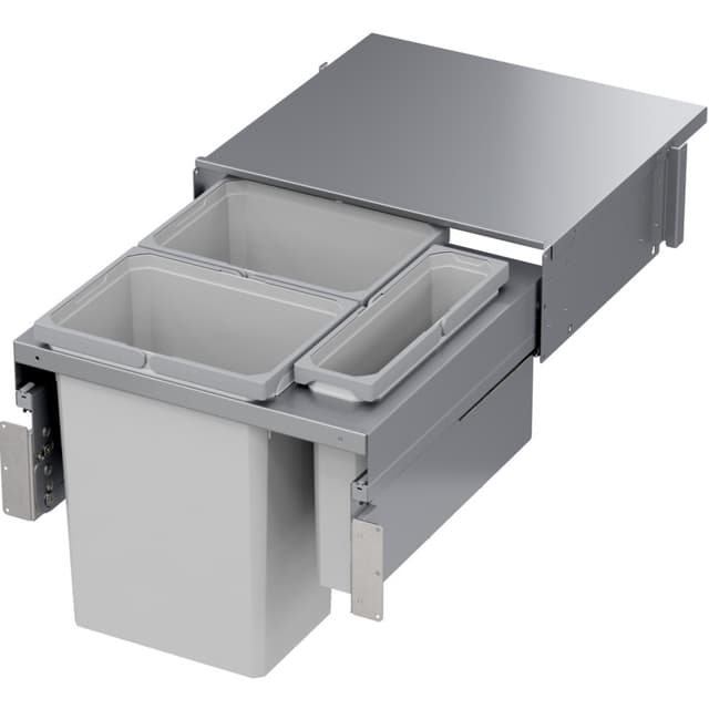 Triple 31 QT/10 QT Top Mount Waste Container Pullout with 1-1/2" Face Frame for 21" Cabinet Opening, Platinum