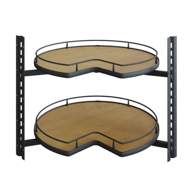 27" VS COR® Wheel Pro Kidney Shaped 2 Tray Scalea Lazy Susan, Maple
