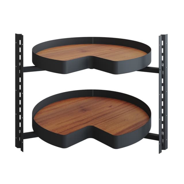 29" VS COR® Wheel Pro Kidney Shaped 2 Tray Planero Lazy Susan, Walnut