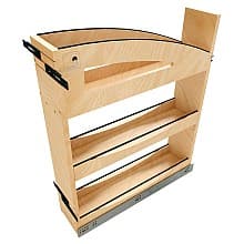 5" Craftsman Base Cabinet Pullout Organizer with Black Accents for 9" Base Cabinets, Light Brown