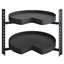 29" VS COR® Wheel Pro Kidney Shaped 2 Tray Planero Lazy Susan, Carbon Steel Gray