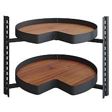 29" VS COR® Wheel Pro Kidney Shaped 2 Tray Planero Lazy Susan, Walnut