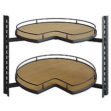 27" VS COR® Wheel Pro Kidney Shaped 2 Tray Scalea Lazy Susan, Maple