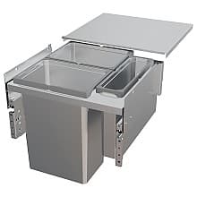 Triple 31 QT/10 QT Top Mount Waste Container Pullout with 1-1/2" Face Frame for 21" Cabinet Opening, Platinum